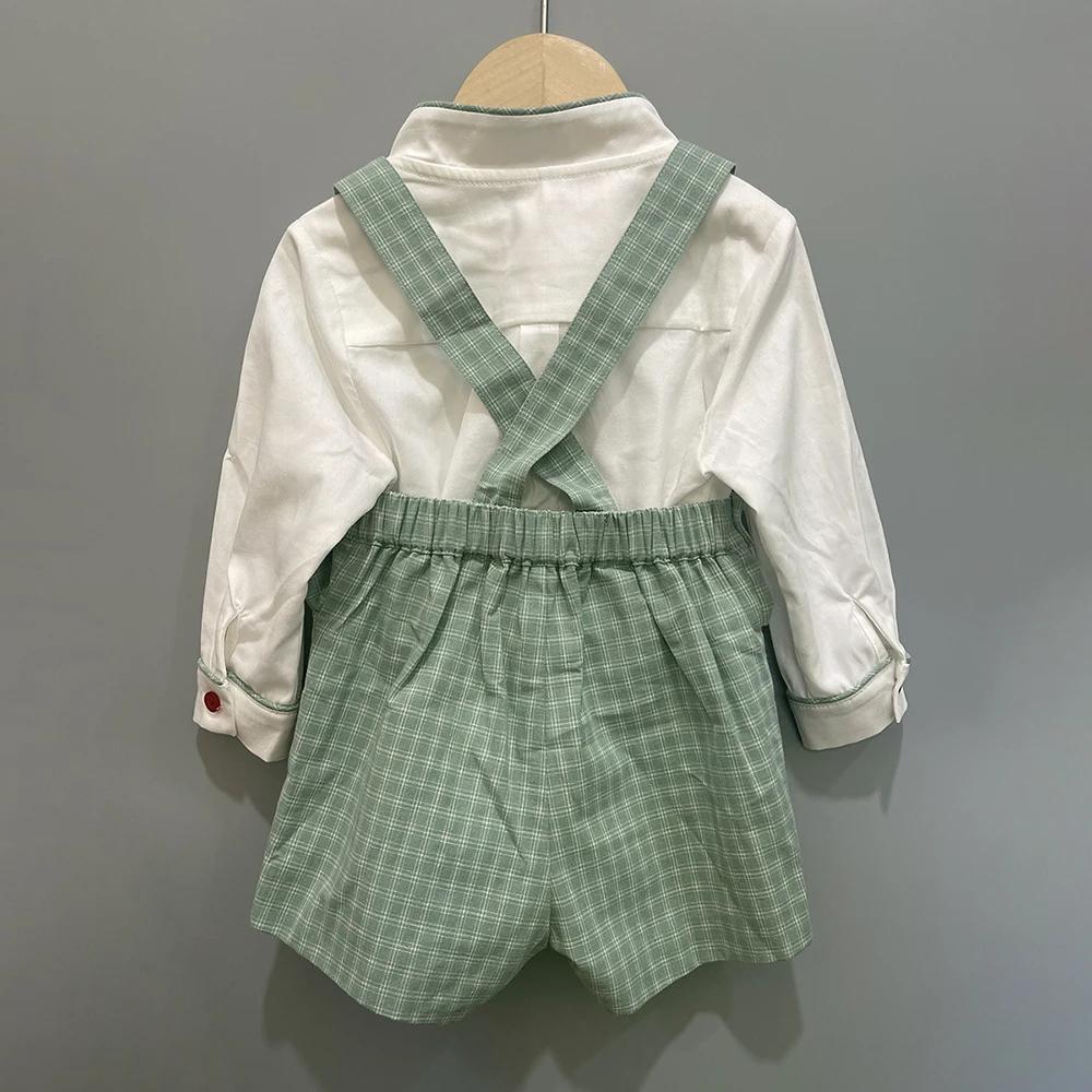 Vêtements Boutique d'automne pour enfants, ensemble manches longues, chemise blanche et pantalon à b