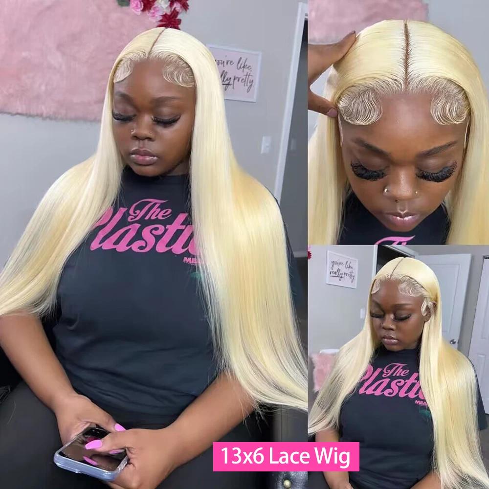 HD Transparent 613 Blonde droite 200 densité 13x4 13x6 dentelle avant perruques de cheveux humains p