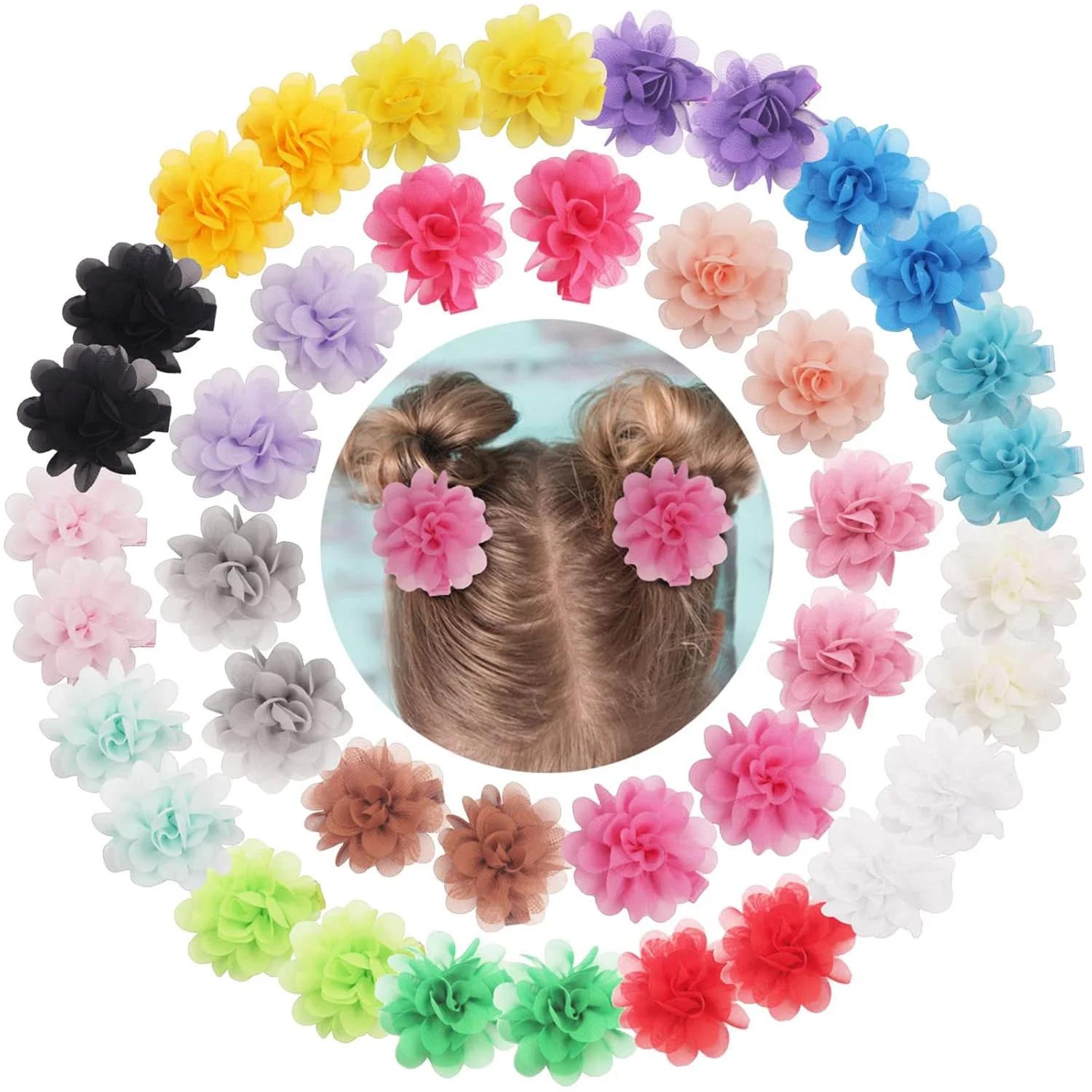 14/40 pièces, nœuds pour cheveux en chiffon de 2 pouces, entièrement doublés, petites pinces à cheve