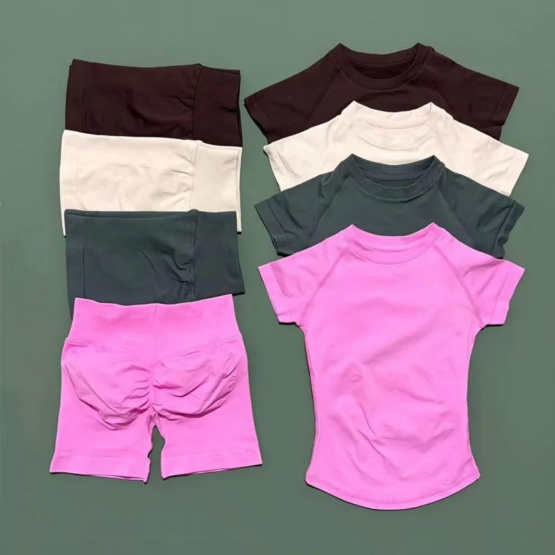 Ensemble de sport HISTELLO 2 pièces, vêtements de yoga sans couture à manches courtes, ensemble de f