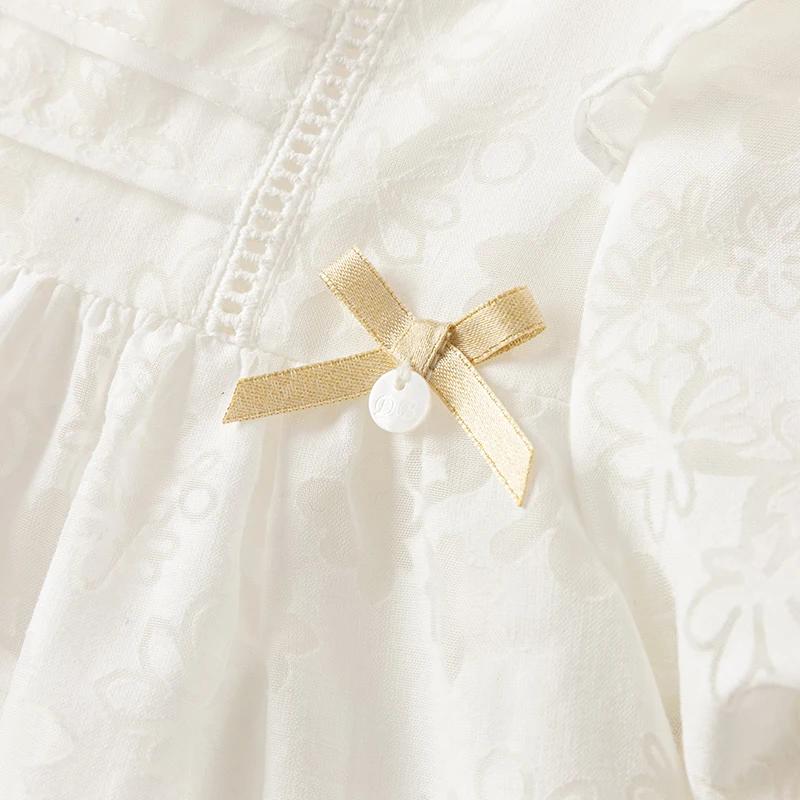 Dave Bella – robe de princesse pour filles, manches bouffantes, breloque en maille blanche, Noble, m