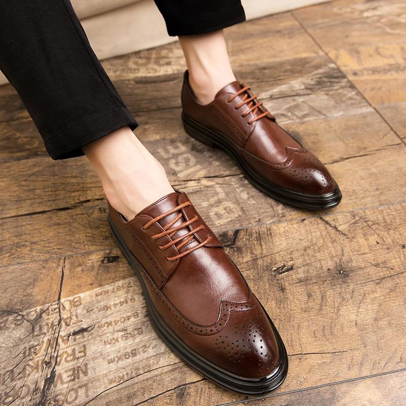Chaussures en cuir formelles pour hommes, chaussures de bureau et de soirée, chaussures classiques b