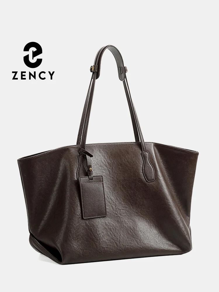 Zency – sac à main rétro pour femmes, 100% cuir véritable, sac à bandoulière pour dames, fourre-tout