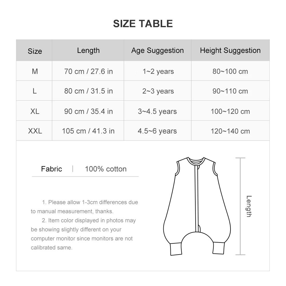 Sac de Couchage pour Enfant de 1 à 6 Ans, Combinaison d'Été, Glaçage Fin, Respirant, 100% Coton, Des