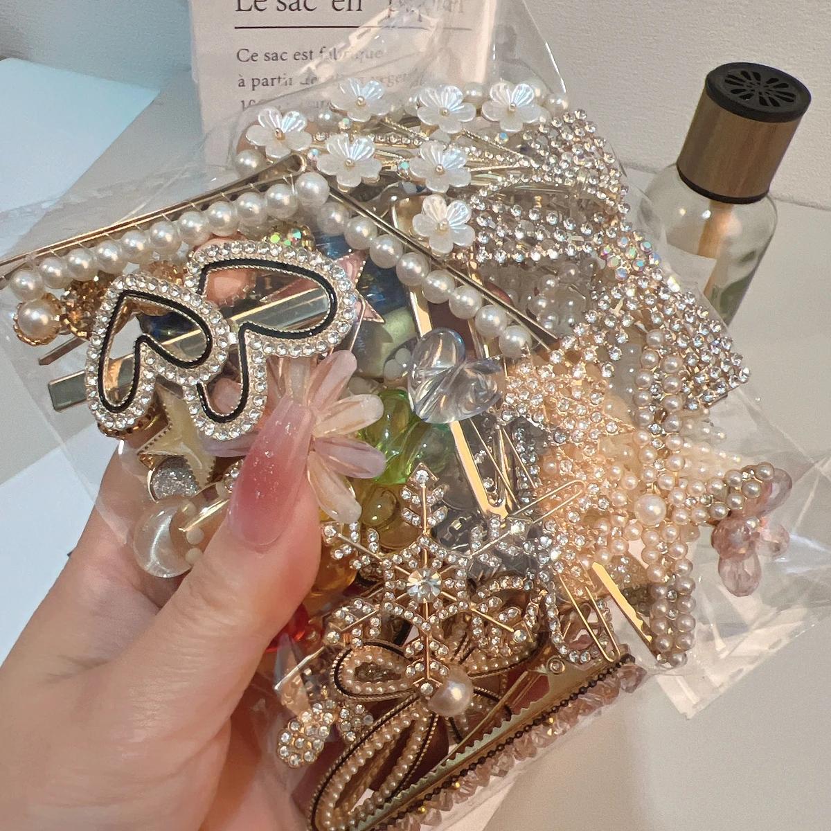 12//20/30/40 pièces de pinces à cheveux avec nœud en perles élégantes et élégantes avec clips latéra