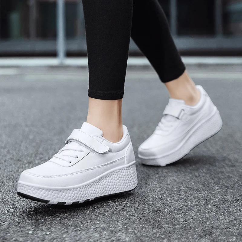 Mode clignotant patins à roulettes chaussures en cuir noir blanc haute qualité patins à roulettes ga