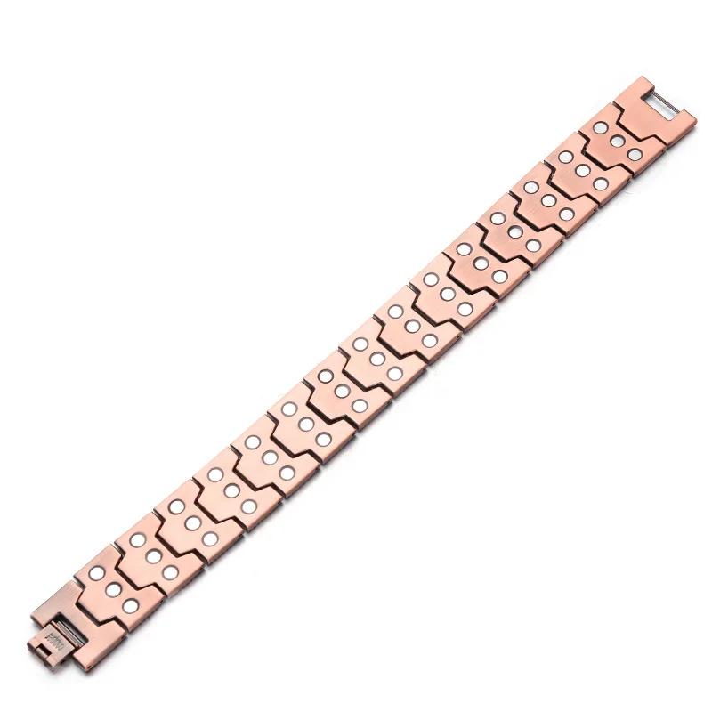 ARADOO Bracelet en cuivre pur pour hommes 3500 Gauss 3X Bracelets à maillons de thérapie magnétique 