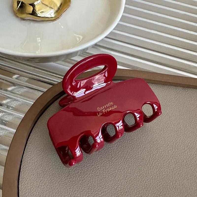 Pinces à cheveux rouges en acétate de 5.5cm de Long, pour filles et femmes, accessoires pour cheveux