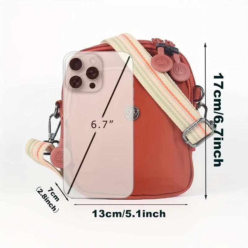 Sac à bandoulière pour femmes, sac à main pour téléphone portable, matériau en Nylon, 3 poches, ferm