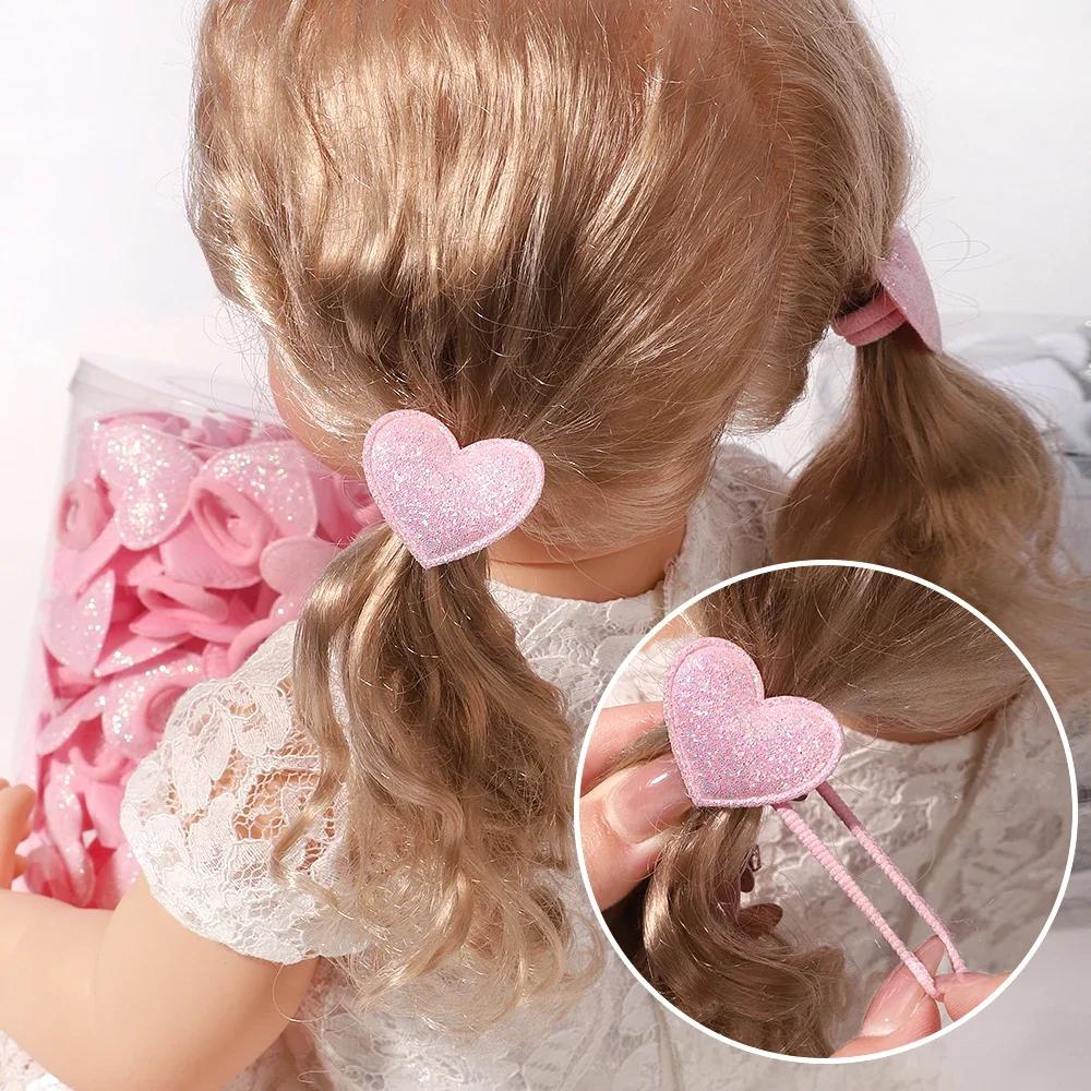 10/20 pièces filles rose coeur étoile enfants boucle de cheveux sans danger cheveux dessin animé ser