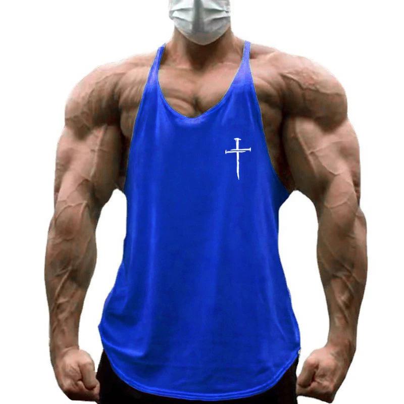 Gilets de Sport personnalisés pour hommes, imprimé croisé, musculation, course à pied, Fitness, chem