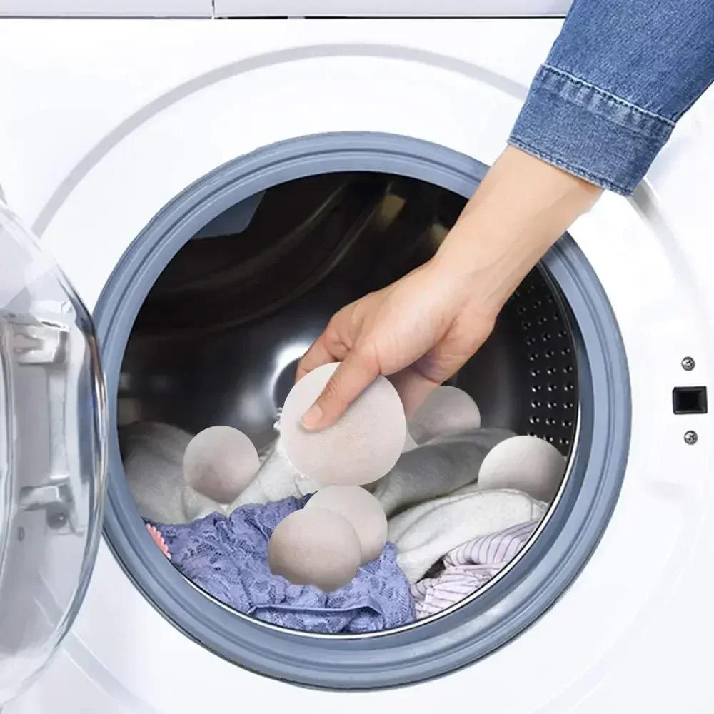 Boules de séchage en laine réutilisables, 6 pièces, adoucisseur de linge, 7cm, boules de lavage à do