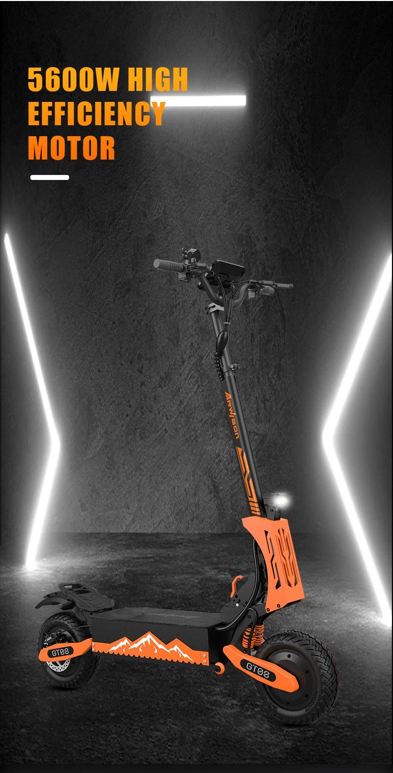 Trottinette électrique adulte Arwibon 5600W, double moteur, vitesse maximale 46 mph, 60V27AH, pneus 