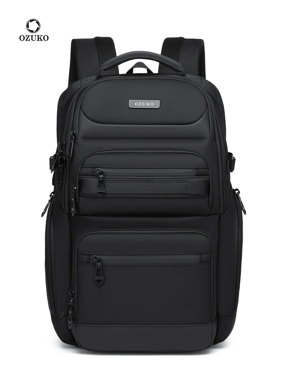 OZUKO noir gris hommes sac à dos grande capacité 15.6 pouces sacs à dos d'ordinateur portable homme 