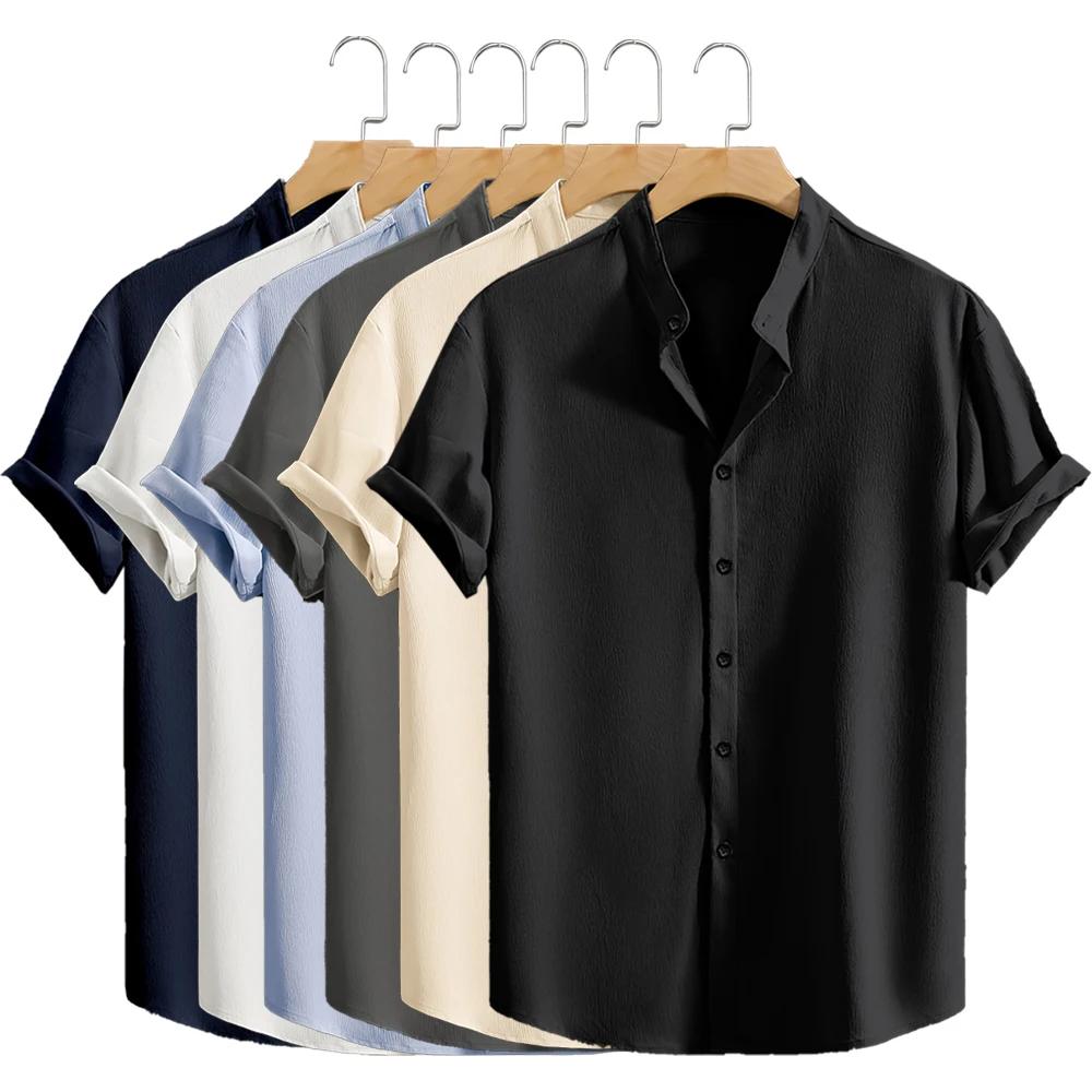 Chemises de plage décontractées à manches courtes pour jeunes, couleur unie, ample, décontractée, re