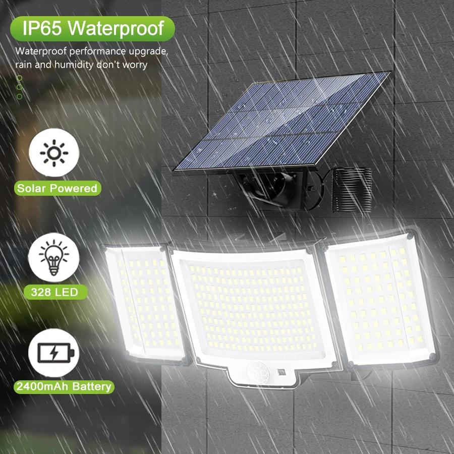 348LED lampe solaire lumière de sécurité extérieure avec capteur de mouvement étanche 126/328LED pro