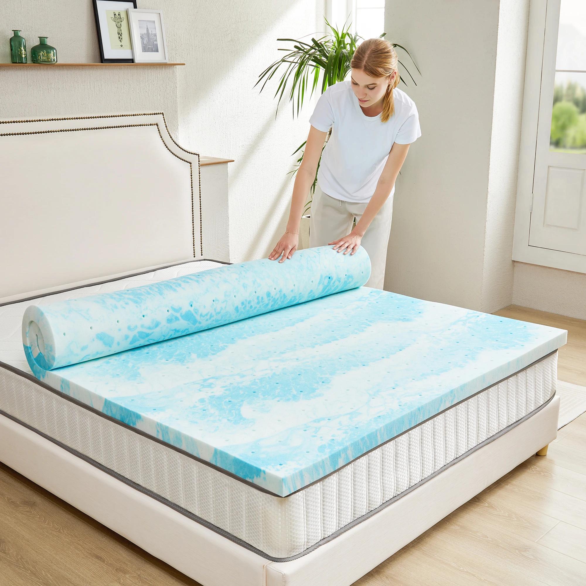 JHK – surmatelas en mousse à mémoire de forme Gel de 2 pouces, matelas rafraîchissant pleine taille,