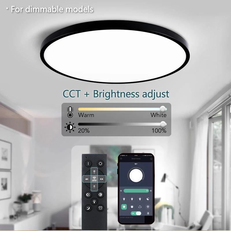 MARPOU 50CM grand plafonnier LED avec télécommande APP intelligente luminaire ultra-mince plafonnier