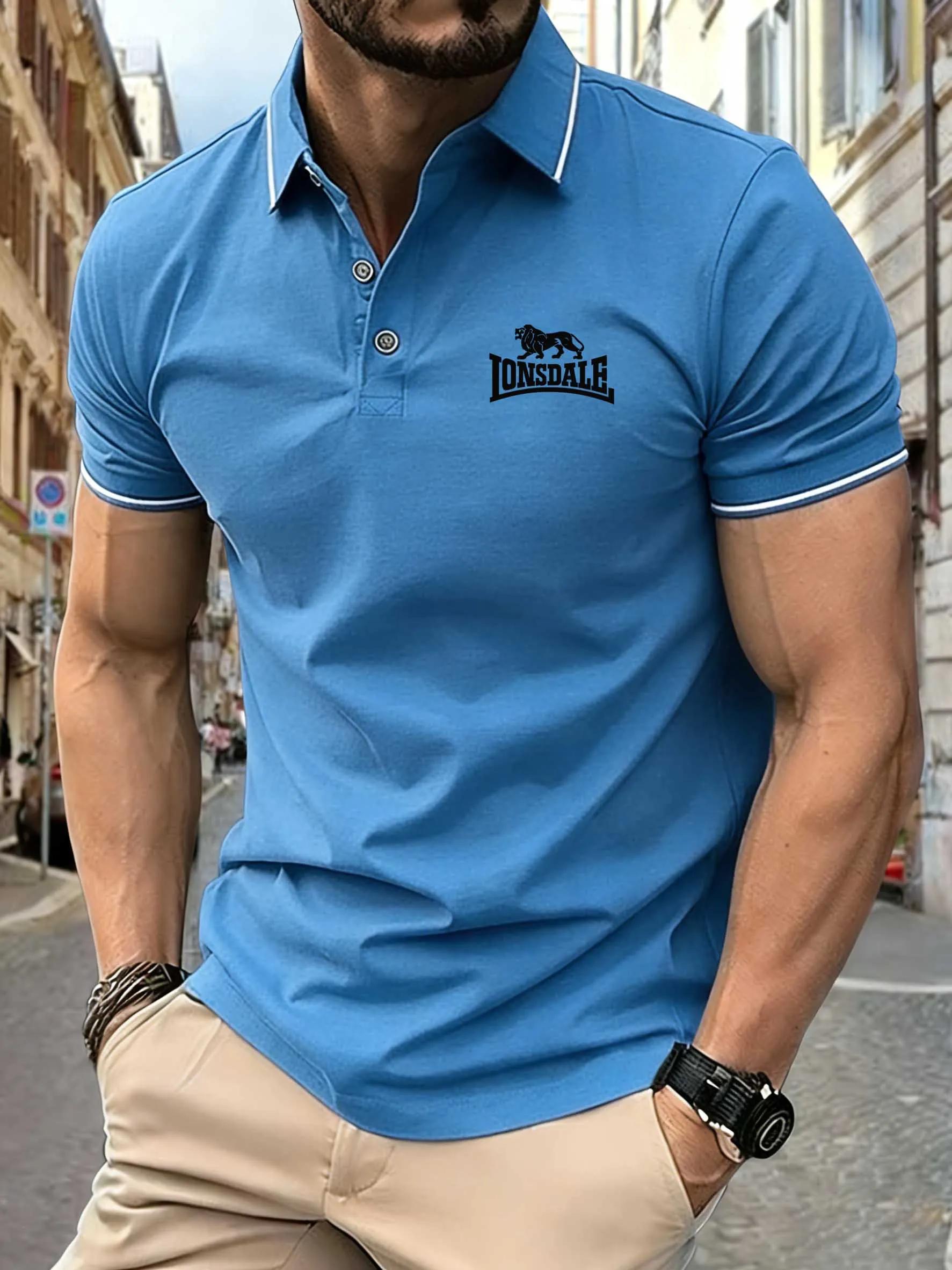 Nouveau polo à manches courtes pour hommes de haute qualité avec imprimé lion - T-shirt d'été à la m