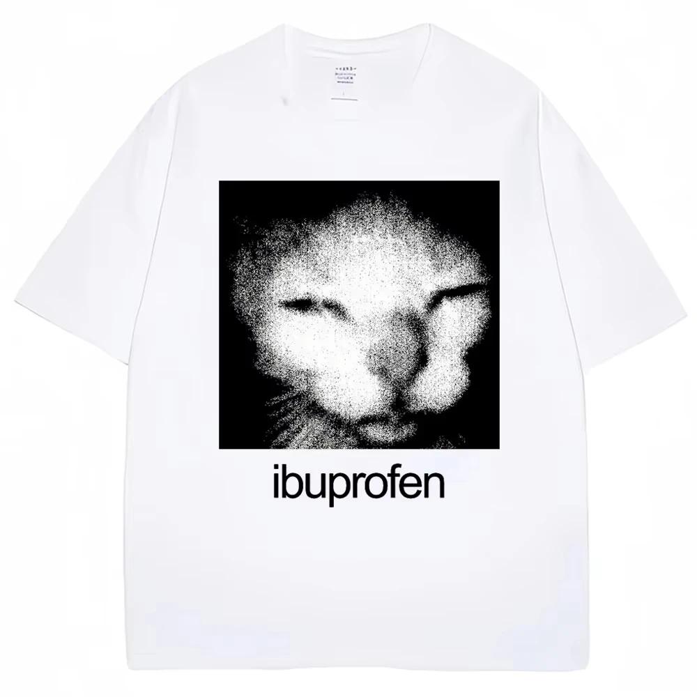 2026 Vintage Drôle Ibuprofen Chat Meme Graphique T-shirt Femmes Humor Mode T-shirts Surdimensionné D