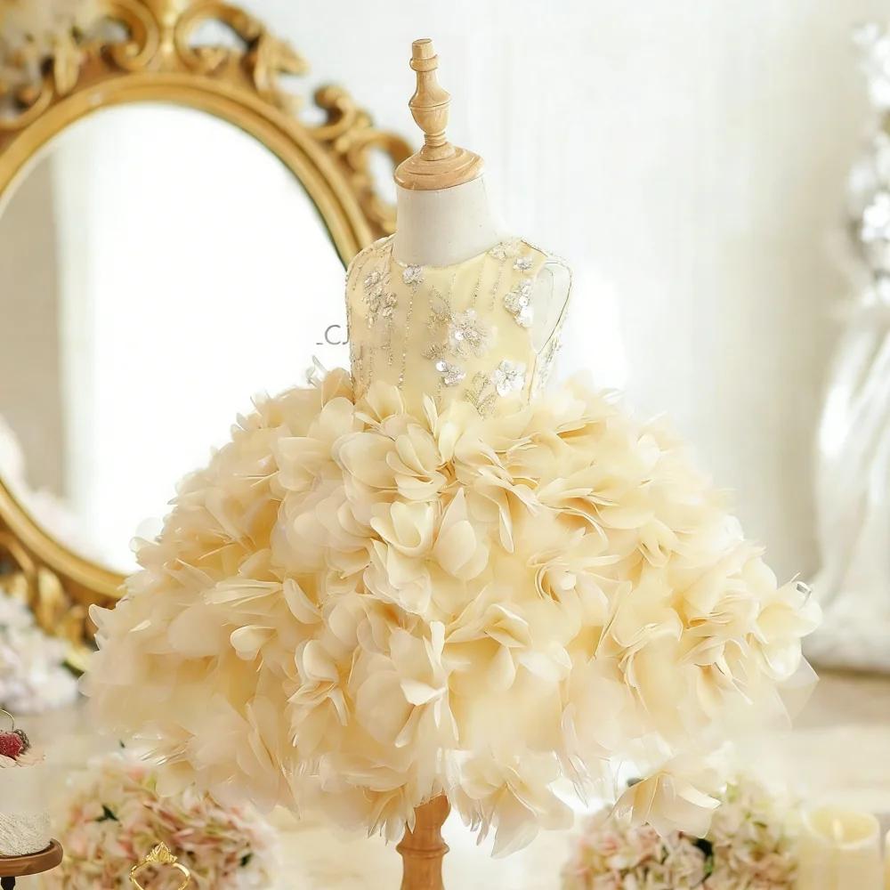 Robe de cérémonie rose pour filles, idéale pour le premier anniversaire, les demoiselles d'honneur, 