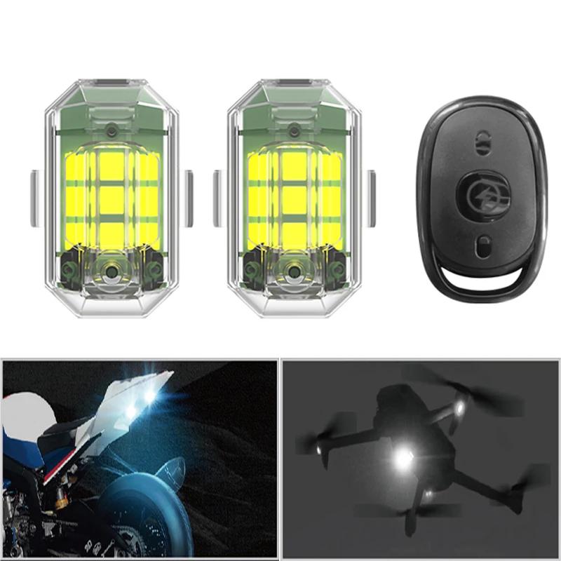 Lumière stroboscopique LED sans fil pour Drone, 4 pièces, pour moto, voiture, vélo, télécommande, vo