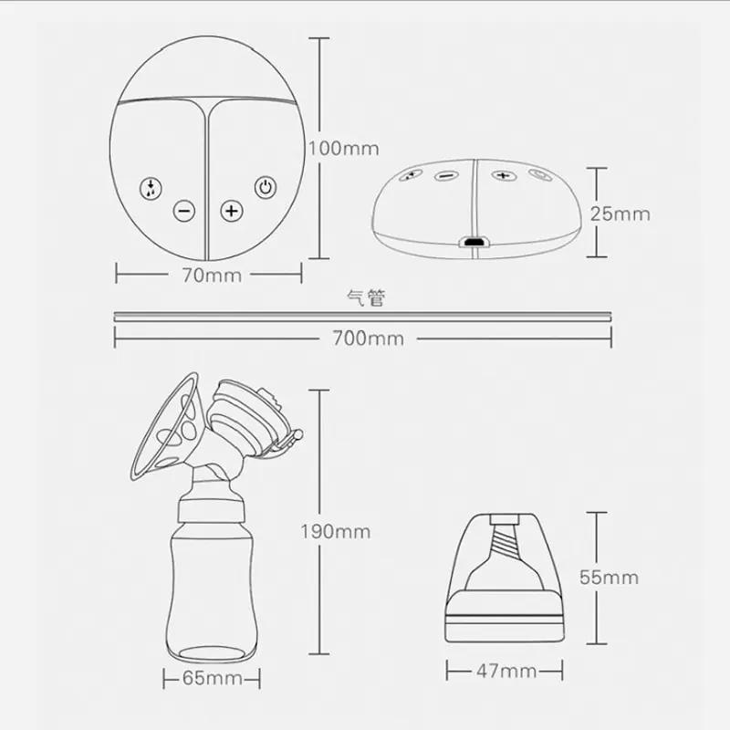 Tire-lait électrique double avec coussinets d'allaitement et stockage de lait ma