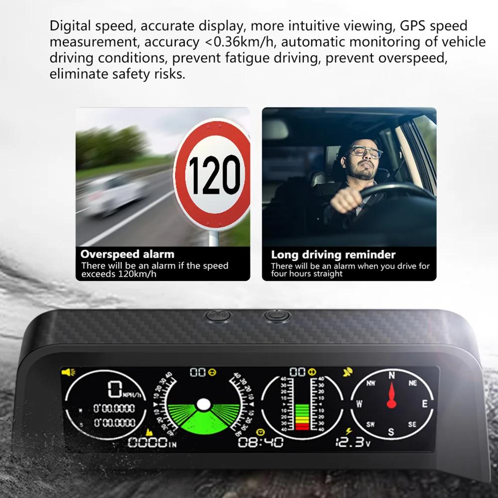 X90 GPS vitesse PMH KMH compteur de pente intelligent inclinomètre boussole de voiture HUD pas d'inc