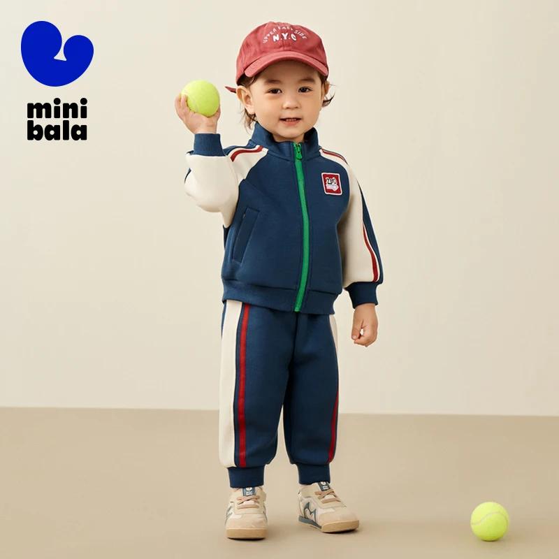 Ensemble deux pièces de style sportif vintage pour enfants, mini bala unisexe, manches longues, cari