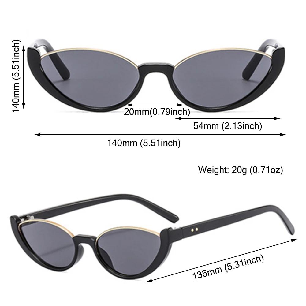 Lunettes de soleil œil de chat rétro pour hommes et femmes, petite demi-monture, lunettes vintage, l