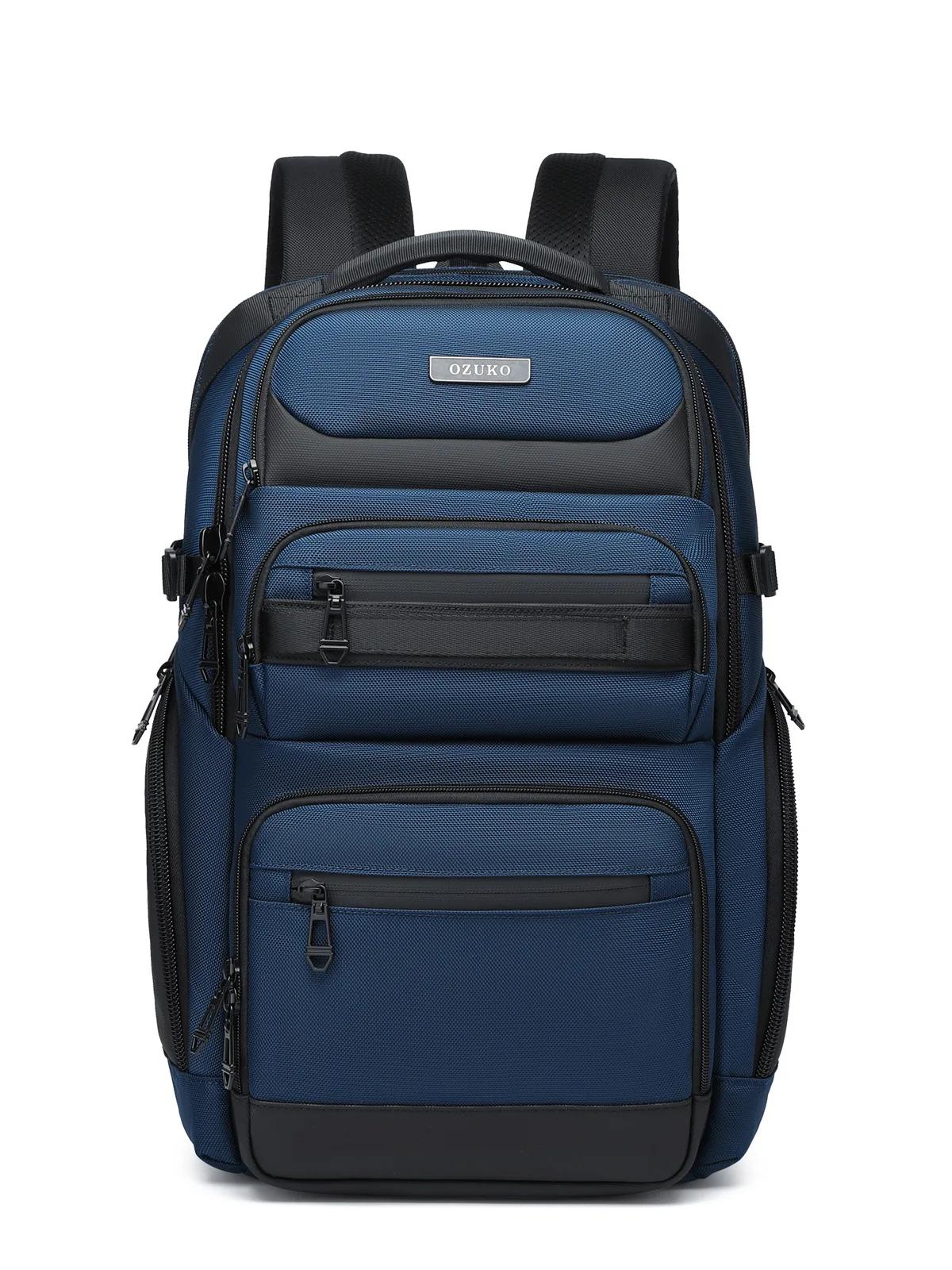 OZUKO noir gris hommes sac à dos grande capacité 15.6 pouces sacs à dos d'ordinateur portable homme 