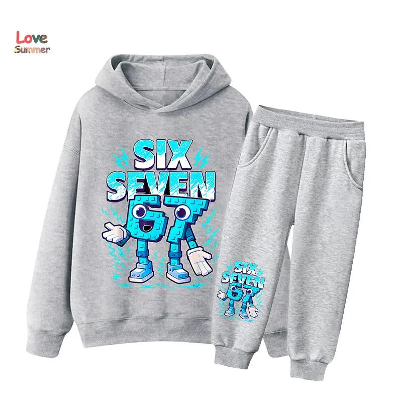 Ensemble 2 pièces sweat à capuche et pantalon 67 Six Seven pour garçons et filles, style italien Bra