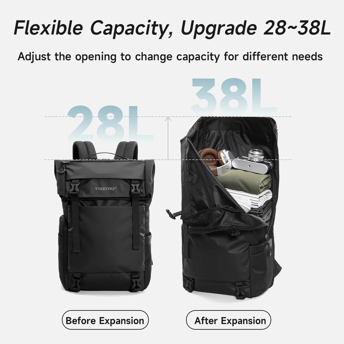 Tigernu voyage sac à dos mâle TPU sac à dos étanche hommes sacs extensible hommes sac à dos sacs d'a