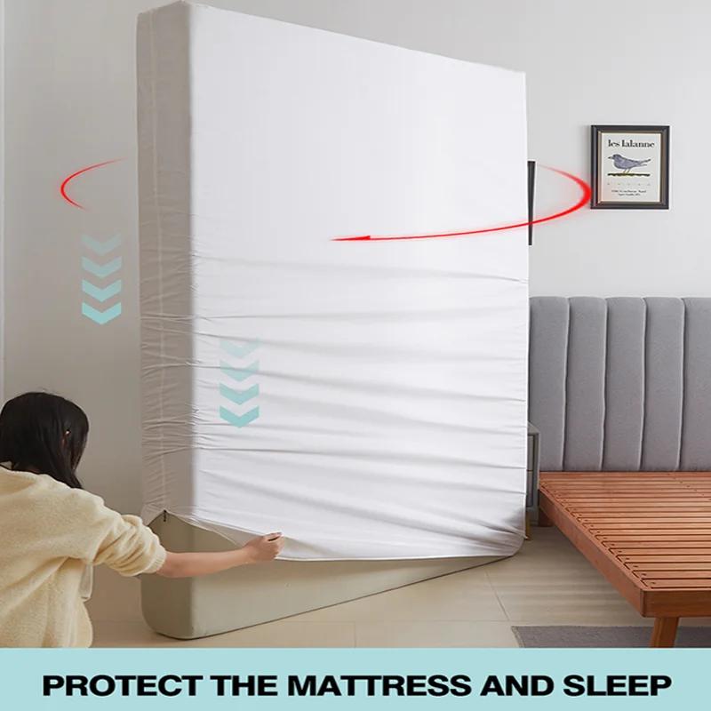 Protecteur de matelas imperméable avec fermeture éclair, housse de matelas douce, respirante et sile