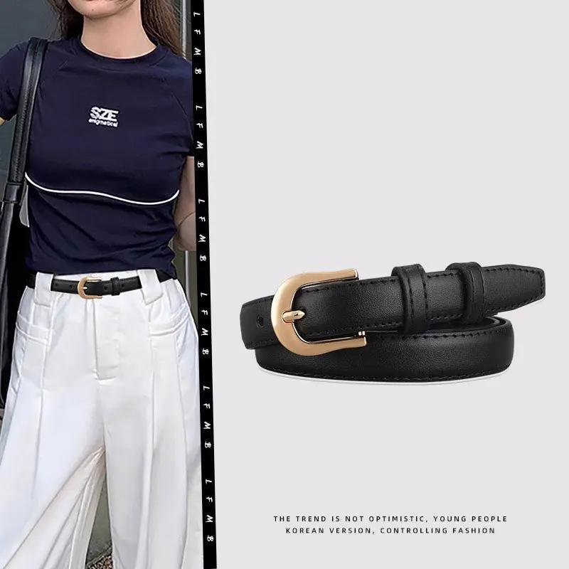 Ceinture d'été marron avec pantalon occidental assorti, Simple et polyvalente, nouvelle décoration à
