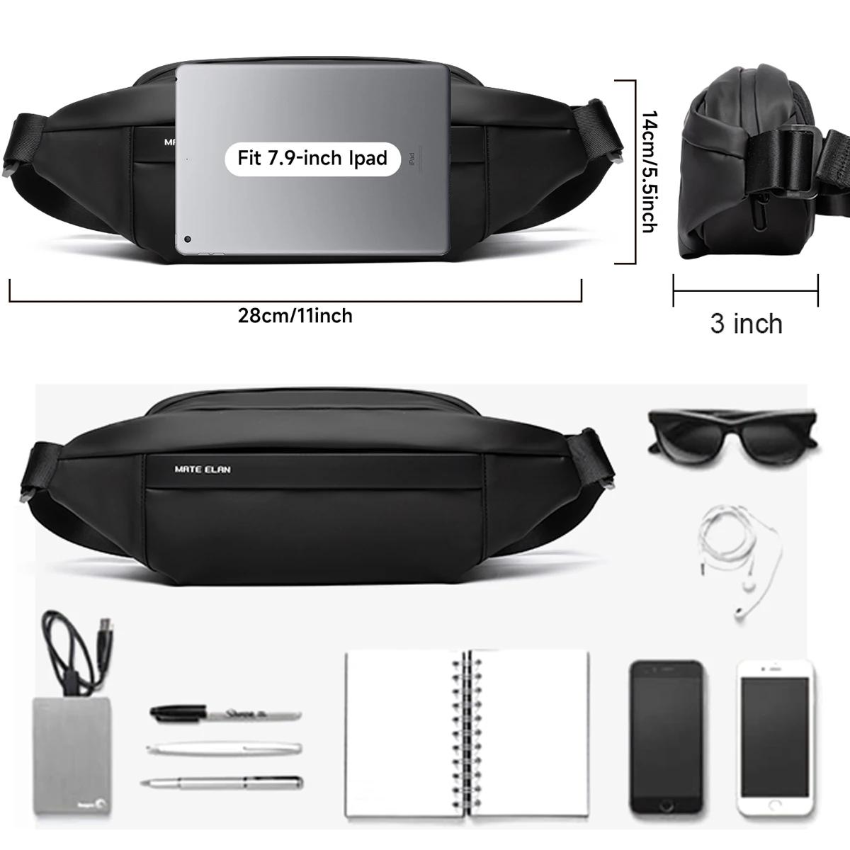 MATE ELAN solide imperméable hommes bandoulière sac à bandoulière quotidien voyage sport Fanny Pack 