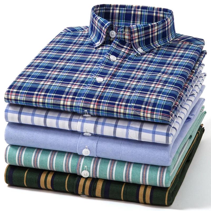 Nouveau 100% pur coton chemise pour hommes à manches longues classique polyvalent doux respirant déc