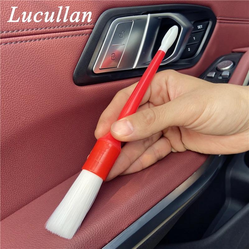 Lucullan – brosses de détail de voiture à manche rouge, ensemble de 5 pièces, cheveux doux, Accessoi