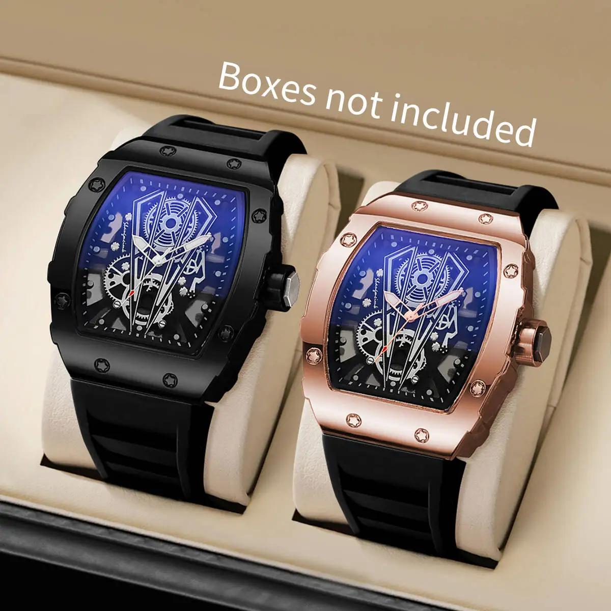 1/2 pièces mode hommes montres de luxe grand cadran montre à Quartz décontracté bracelet en Silicone