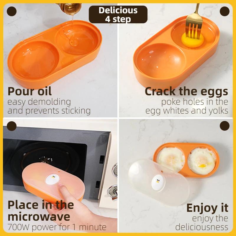 Joie-Oeuf poché double micro-ondes, cuiseur à œufs, boîte à œufs frits, petit-déjeuner, boîte à œufs