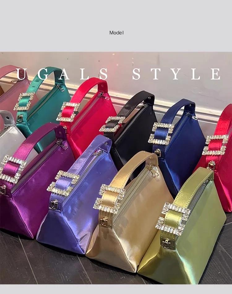 Sac à main carré en satin pour femme, paillettes, biscuits, diamant, sac à main de soirée, pochette 