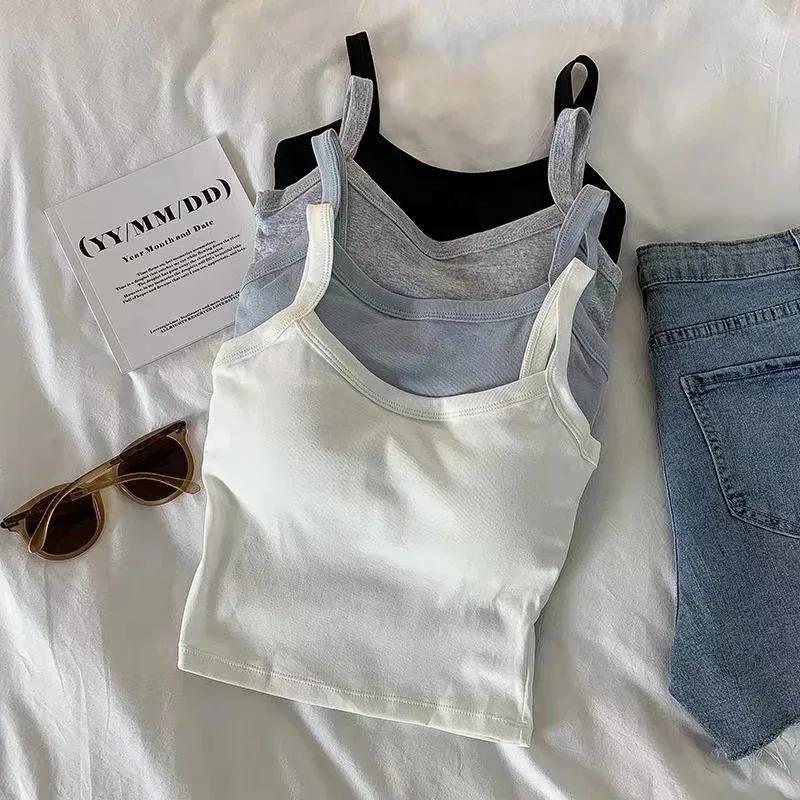 Haut court femmes Sexy hauts sans manche mode femme sous-vêtements dame Camisole fille basique T-shi