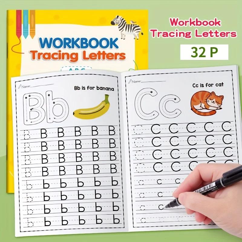 Cahier d'exercices de l'alphabet de A à Z sur 32 pages - Activités interactives d'apprentissage de l
