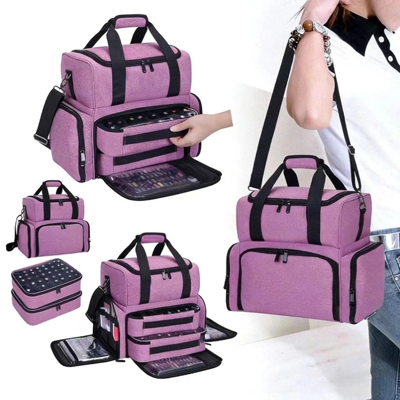 Sac de rangement pour vernis à ongles en tissu Oxford, grande capacité, multi-compartiments, sac à m