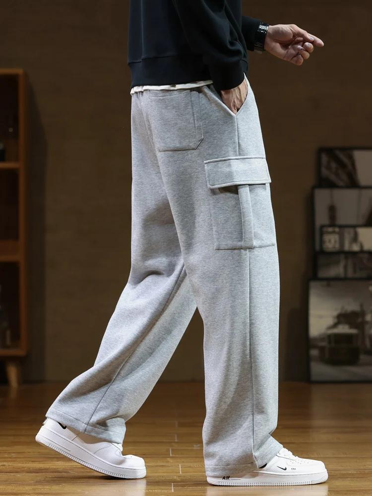 Printemps automne multi-poches pantalons de survêtement hommes cordon taille vêtements de sport pant