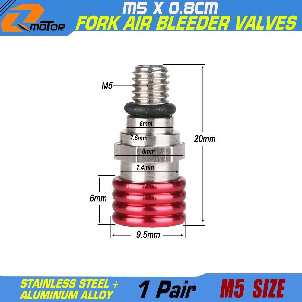 Valve de purge d'air de fourche de moto M5 * 0.8cm, pour Honda Yamaha Suzuki Kawasaki CR YZ WR KX F 