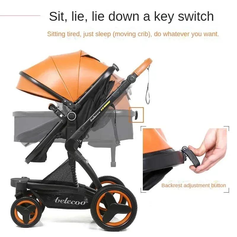 Poussette bébé 3 en 1 avec siège auto, landau pliable pour nouveau-nés, poussette étanche de haute q