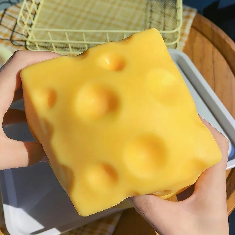 Jouet géant en forme de fromage à presser, taille extra large, jouet anti-stress en forme de fromage