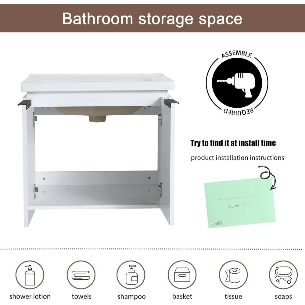 24 vanités de salle de bain flottantes avec lavabo, vanité de salle de bain murale simple de 24 pouc