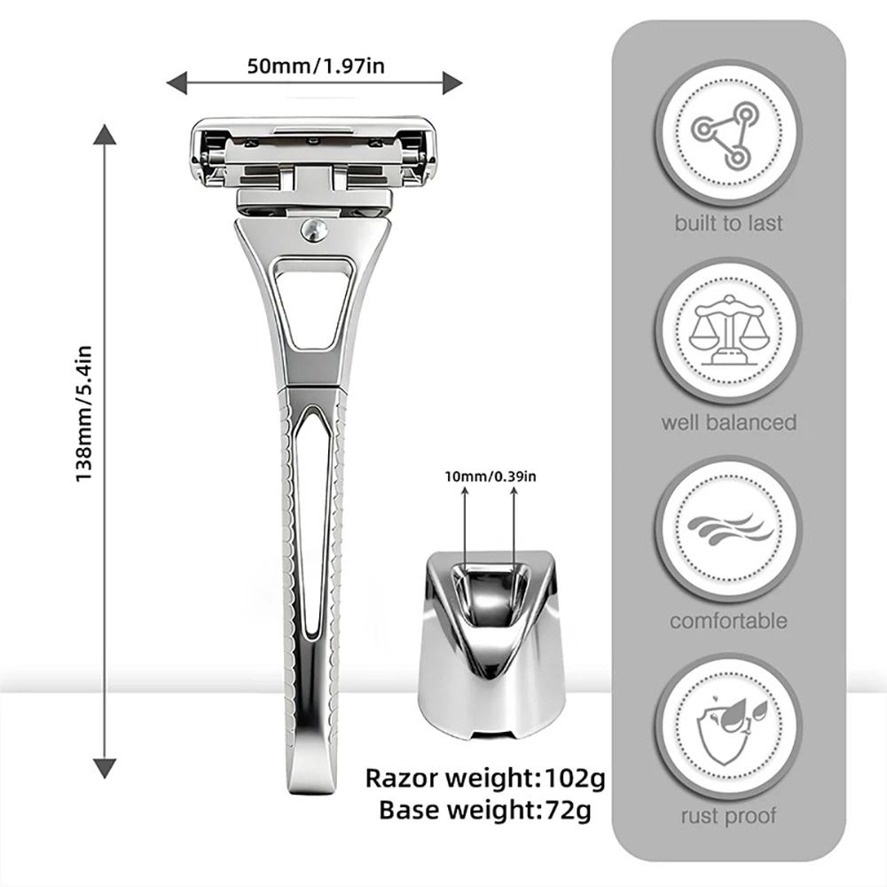 Shavcooo Glide Pro 4D rasoir de sécurité tête rotative en acier inoxydable rasoir pour homme avec su